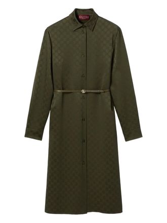 Gucci classic-collar shirt midi dress - Green