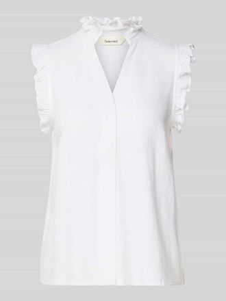 Selected Regular Fit Blusentop mit Leinen-Anteil Modell VIVA in Offwhite, Gr&ouml;&szlig;e 34
