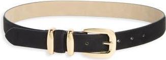 Steve Madden Faux Suede Keeper Belt in Black-Gold at Nordstrom Rack, Size X-Large