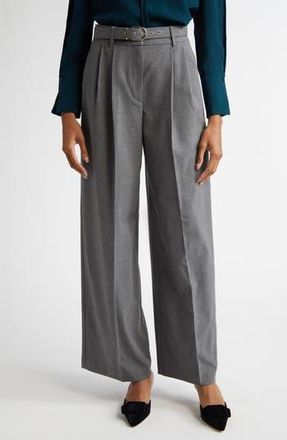 Reiss Freja Belted Wide Leg Pants in Grey at Nordstrom Rack, Size 10 Us / 14 Uk