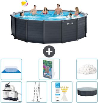 Intex Piscina Graphite Panel Redonda - 478x124 Cm - 8-piezas S629