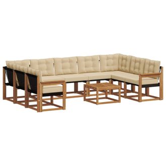 vidaXL Conjunto De Sof&aacute;s De Exterior Con Coj&iacute;n 10 Pcs Natural Y Beige Vidaxl