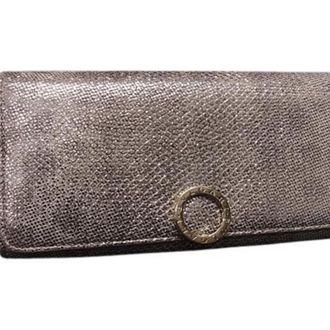 Bulgari Beige Beige Gold Leather Long Wallet (Bi-Fold) (Pre-Owned)