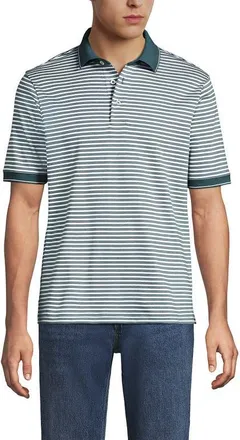Lands End Short Sleeve Cotton Supima Polo Shirt in Tourmaline Double Stripe at Nordstrom, Size Small