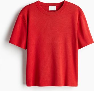H&M T-Shirt aus Feinstrick - Rot