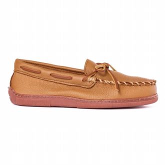 Minnetonka Mens Moosehide Classic Moccasin Shoes In Natural