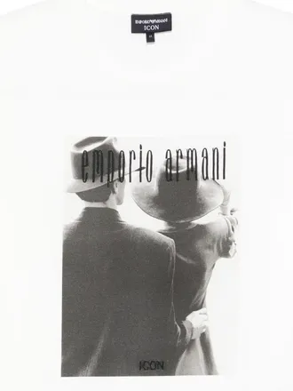 Emporio Armani Graphic-Print Cotton T-Shirt - White