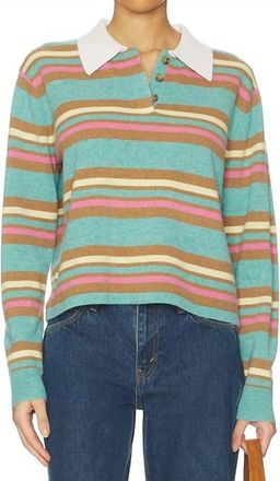 Guest In Residence Cropped Striped Rugby Sweater In Glacier Combo