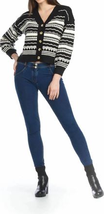 Papillon Knit Button Up Cardigan In Black