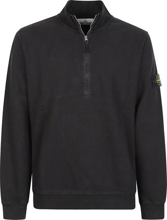 Stone Island Half-Zip Black Stand Collar Sweatshirt