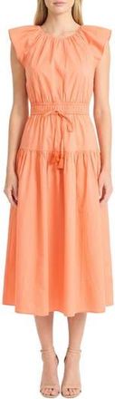Maggy London Stretch Cotton Tiered Midi Dress in Melon at Nordstrom Rack, Size 18 (Similar To 16W)