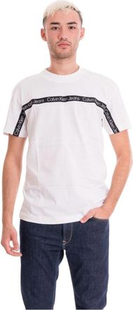 Calvin Klein Jeans M Logo Tape T-Shirt - Heren - T-shirts - Wit - L - Tops