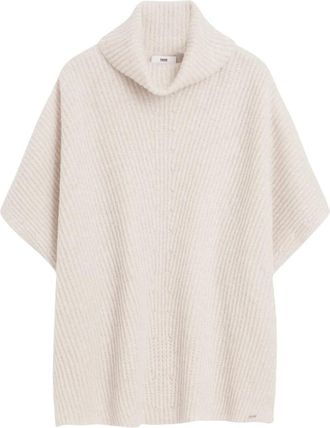 Cinque Zachte Gebreide Poncho voor Gelaagdheid - Dames - Coltruien - Beige - XS - Wol - Truien & Vesten