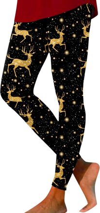 Generic Christmas Leggings for Women Xmas Santa Reindeer Snowflake Printed 3D Print High Waisted Thermal Tights High Stretchy Tummy Control Leggings for Women