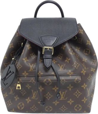 Louis Vuitton Black Brown Coated Canvas Leather Backpack (Pre-Owned)
