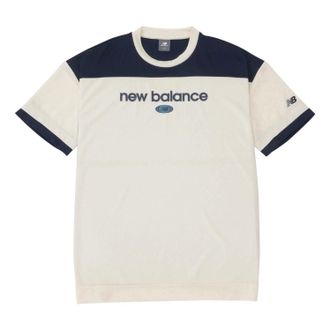 New Balance Linear Logo Honeycomb Mesh T-shirt Asia Sizing Sea Salt AMT45072-SST