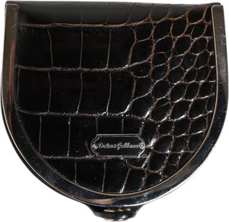 Dolce & Gabbana Mens Polished Alligator Leather Coin Purse Black Genuine American