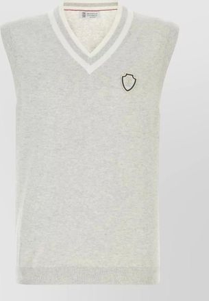 Brunello Cucinelli cotton vest ribbed hem sleeveless v neck