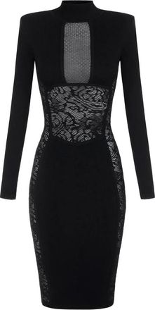Elisabetta Franchi Lace-panelled Mesh-insert Dress