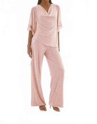 Joseph Ribkoff Cowl Neck Asymmetric Layered Top In Quartz
