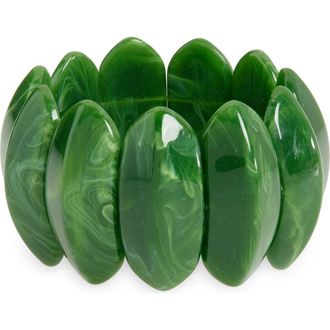 Tasha Resin Marble Stretch Bracelet in Olive at Nordstrom Rack