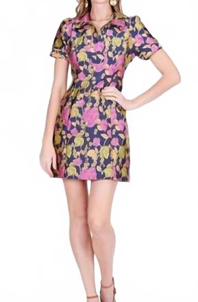 Jade Yoga Vibrant Vines Front Zip Fitted Mini Dress In Multi