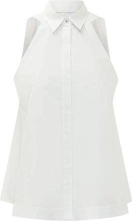 HUGO BOSS Becola Mouwloze Top - Dames - Tops zonder mouwen - Wit - XS - Katoen - Tops