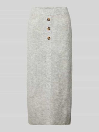 Christian Berg Körpernaher Strick-Bleistiftrock mit Woll-Anteil in Hellgrau Melange, Größe XL