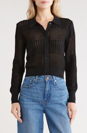 Frame Denim Shrunken Crochet Cardigan in Black at Nordstrom Rack, Size X-Small