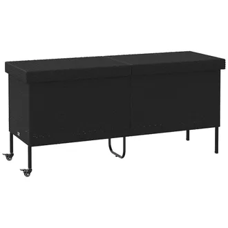 vidaXL Contenitore Da Giardino Con Ruote Nero 160x55x75 Cm Polyrattan - Vidaxl