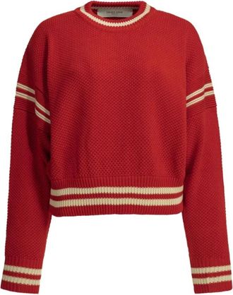 Golden Goose Katoenen trui met ronde hals - Dames - Ronde hals truien - Rood - M - Katoen - Truien & Vesten
