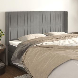 vidaXL Cabecero Con Orejas De Terciopelo Gris Claro 183x16x118/128 Cm Vidaxl