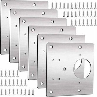 OEM Placas De Reparaci&oacute;n Para Bisagras De Armarios, Kit De Reparaci&oacute;n De Bisagras Para Puertas De Armarios, 6 Piezas, De Acero Inoxidable, Con Orificio Y 