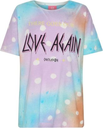 One Teaspoon Kleurrijke Tie Dye Love T-shirt - Dames - T-shirts - Veelkleurig - 2XS - Katoen - Tops