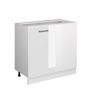 Vicco Mueble Esquinero Universal R-line, Blanco Alto Brillo, 86 Cm Con Puerta, Con Encimera