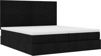 vidaXL Estructura De Cama Otomana Con Colchones Tela Negra 180x200cm Vidaxl