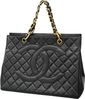Chanel Black Grained Calfskin Tote Bag (Pre-Owned)