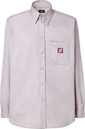 Fendi Casual Shirts, male, Purple, Size: XL Oxford Cotton Shirt