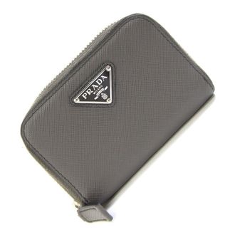 Prada Gray Leather Coin Purse/Coin Case (Pre-Owned)