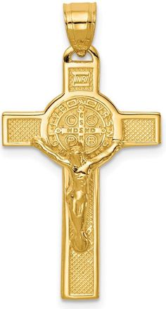 Diamond2Deal 14k Yellow Gold San Benito 2-Sided Crucifix Pendant