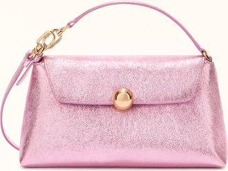 Furla Sfera Soft Mini Bag Sakura Pink Piuma Metal Calf Leather Woman