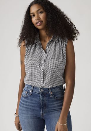 Levi's Blusentop LEVIS, Damen, Gr. XS (34), patricia check anthrazit night, Web, Obermaterial: 55% Baumwolle, 45% Viskose, normal h&uuml;ftlang, Blusen Blusentop,