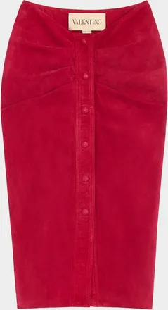 Valentino Garavani Ruched Suede Skirt