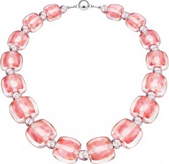 Gold & Honey Womens For Brunch Beaded Lucite Necklace In Watermelon Marble