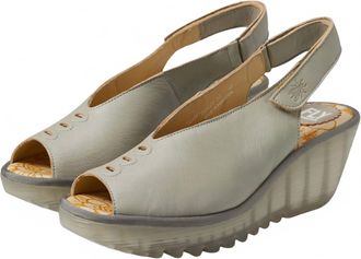 FLY London Womens Sling-Back Sandal In Silver Borgogna