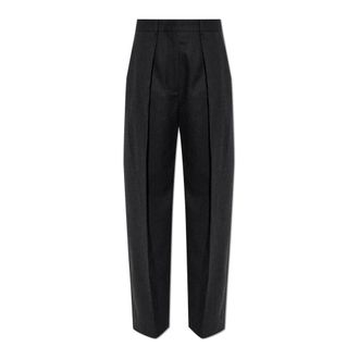 Victoria Beckham Wol met persvouw broek - Dames - Wijde Broeken - Grijs - S - Wol - Broeken