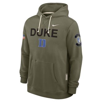 Nike Duke 2025 Military Appreciation Nike Mens Dri-FIT College Pullover Hoodie in Green | 03AZ2DHDU-R4M