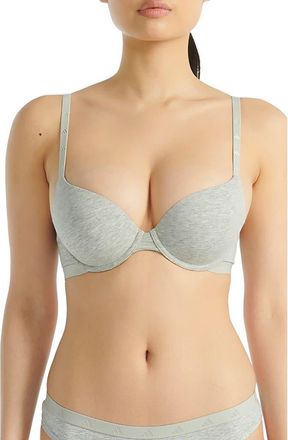 adidas Originals Underwire Stretch Cotton Push-Up T-Shirt Bra in Medium Heather Grey at Nordstrom, Size 36A