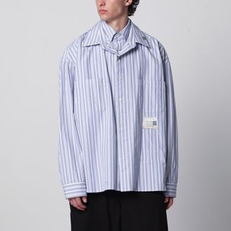 Miharayasuhiro Camicia doppio strato in cotone azzurra a righe