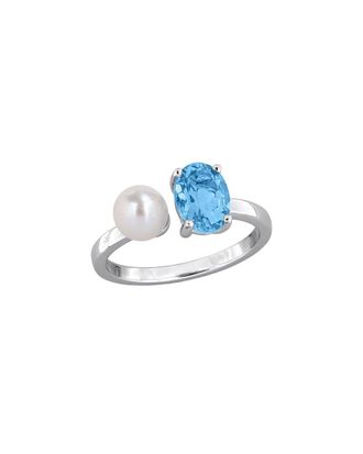 Rina Limor Silver 1.50 Ct. Tw. Gemstone & 5.5-6Mm Pearl Ring